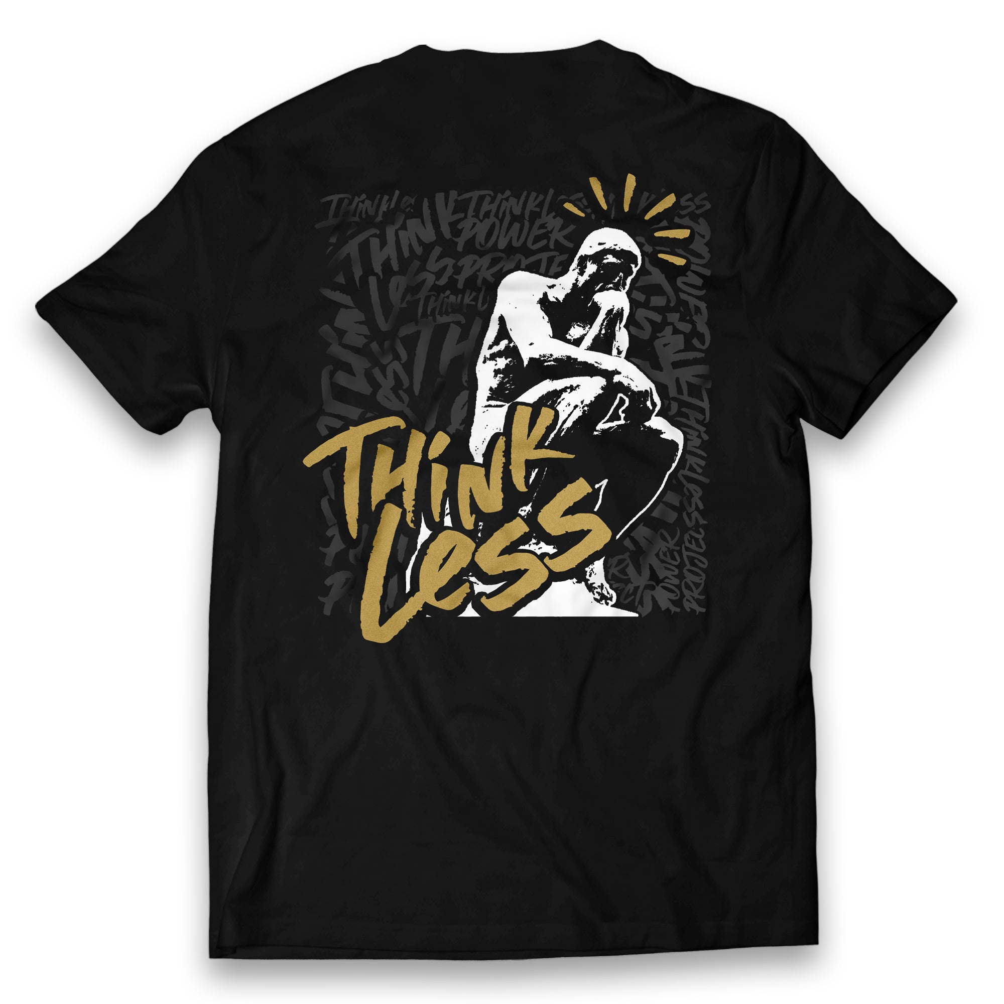 THINK LESS Thinker T-Shirt (Black) – Mark Bell's Power Project